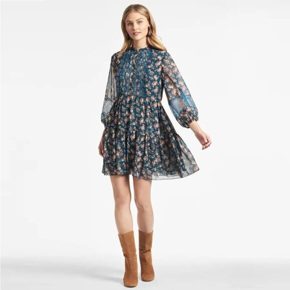 NWT SACHIN + BABI Moyer Dress in Arctic Venetia Rose Mini Casual Flowy Boho